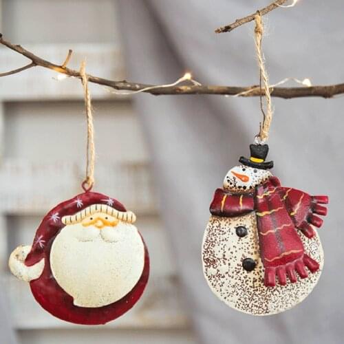 Snowman Santa Claus Angel Ornaments Hanging Pendants Iron Crafts Xmas Decor