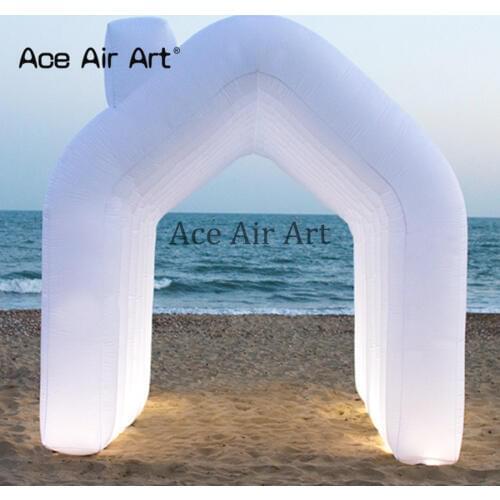 Portable 4x3m white led inflatable tunnel tent,party tent for wedding and anniversary,free stand tunnel beach wedding tent