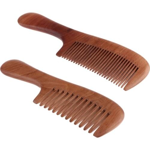 Women Men Children Portable Wooden Massage Comb for Detangling Curly Hair