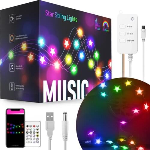 Star String Lights Transparent LED Twinkle Powered Fairy Lamp String WiFi Bluetooth Control Holiday For Party Wedding Decoration