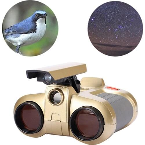 4x30 HD Powerful Binoculars Long Range Folding Mini Telescope Night View Pop-up Light BAK4 FMC Optics Telescope For Camping