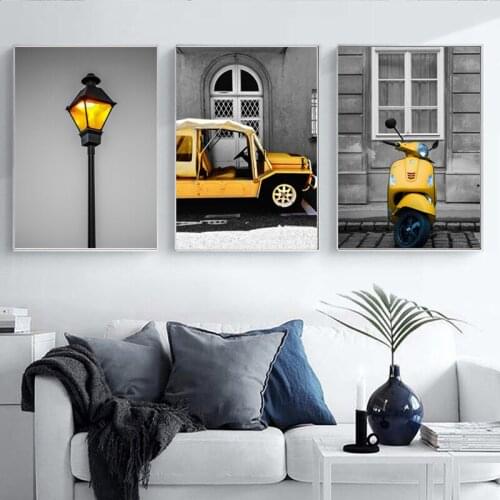 Modern European Fashion Yellow Gray Still Life Wall Painting Color Contrast Photography Hd Frameless Canvas Printing Poster
