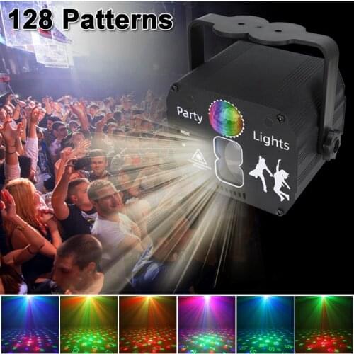 Disco Laser Lights Voice Control DJ Strobe Light Party Musical Lamps Projector RGB LED Stage Lighting Effect for Club Bar