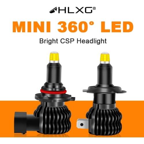 2pcs 360degree h7 led car headlights h1 h11 hb3 hb4 9012 hir2 led bulb Motorcycle Lights CSP car headlamp DC 12V 6000K Fanless
