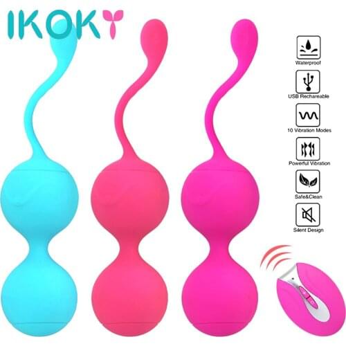 IKOKY Tighten Ben Wa Balls G Spot Vibrator Sex Toy for Women Kegel Vaginal Ball 10 Speed Vagina Muscle Trainer Wireless Control
