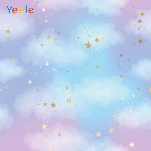 Colorful Cloud Sky Star Newborn Baby Shower Birthday Backdrop Custom Vinyl Photography Background For Photo Studio Photophone