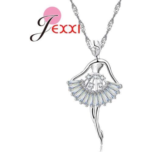 High-Grade 925 Sterling Silver Necklace Pendant for Women New Fashion Hollow Design Dancing Girl Shape for Christmas Gift