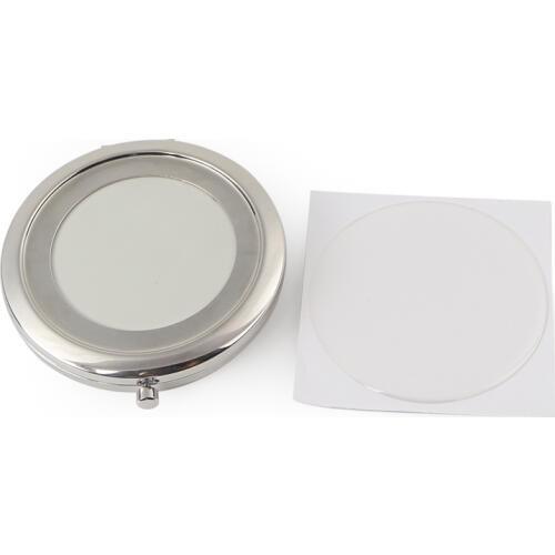 DIY Deco Makeup Mirror Blank Compact Mirror Silver Round Mirror with Bottom Embossing + Epoxy Sticker