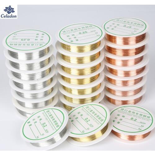 0.2mm 0.3mm 0.4mm 0.8mm 1.0mm Dia 1.5-20m/roll Alloy Copper Wire Silver/Gold/Copper Color Beads Wire Metal For Jewelry Finding
