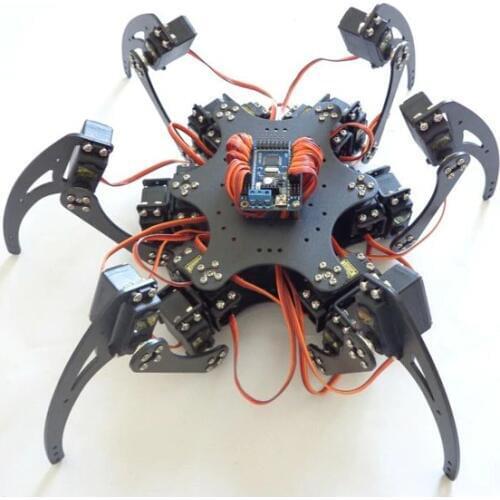 18 DOF Aluminium Metal Hexapod Robot Spider Six Foot/Feet Robotic Frame/Chassis Kit For Arduino Remote Controller DIY Model