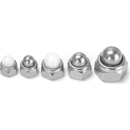 2/10P M4 M5 M6 M8 M10 M12 304 Stainless Steel Acorn Cap Cover Dome Hex Hexagon Nylon Insert Lock Nut Self-locking Nylock Locknut