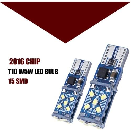 2PCS W5W T10 12V Led Light Bulbs For Car Wedge Parking Light 168 194 Interior Bulb Reading Map Dome Lamp 6000K 15 SMD 6000K