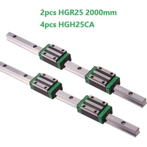 2pcs Linear Guide Rail HGR25 -L 2000MM And 4pcs HGH25CA Linear Narrow Sliding Blocks For CNC Router Parts