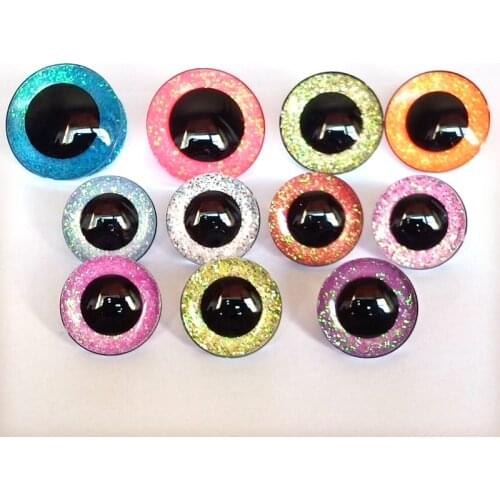 20pcs/lot Big Size 30mm/35mm/40mm 3D Safety Glitter Toy Eyes for DIY Plush toys