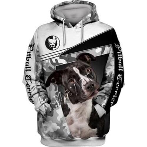 2021 Fashion Animal Pit Bull 3D Printed Hoodie Men Women Casual Pet Dog Designs Hooded Oversized Hooded Coat Drop Shipping WQ-75