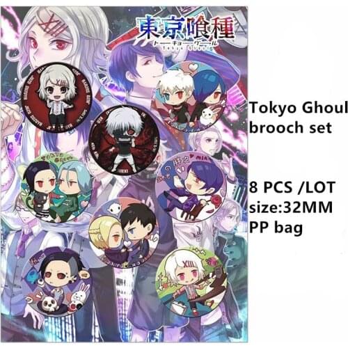 8 PCS/LOT Anime Tokyo Ghoul Cells at Work! Black Butler Kuroshitsuji DATE A LIVE Brooch Badge Toy Model Doll Cosplay Pins 32MM
