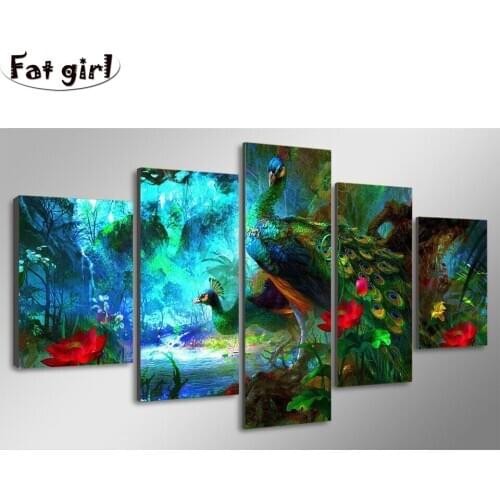 Diy diamond painting Beautiful scenery, peafowl and flowers 5D full square embroidery cross stitch rhinestone round kits decor