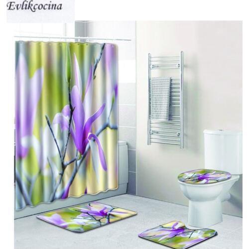 Free Shipping Purple Magnolia Casa De Banho Banyo Paspas Bathroom Carpet Toilet Bath Mats Set Tapis Salle De Bain Alfombra Bano