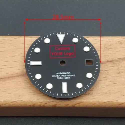 Custom Logo DIY Sterile Watch Dial 28.5mm Luminous Fit For Miyota 8215 82 Self Winding Movement Timepiece Part Blue Black
