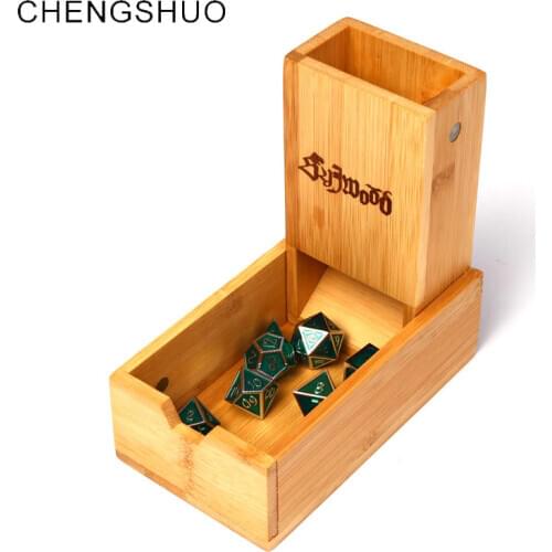 Chengshuo dnd dice tower wooden fold Oak Storage dices Roll the dice Magnet adsorption rpg for table games