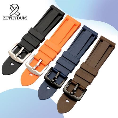 Black gray blue brown Orange silica gel watch band 20 22mm waterproof silicone bracelet for 79# Original sports silicone band
