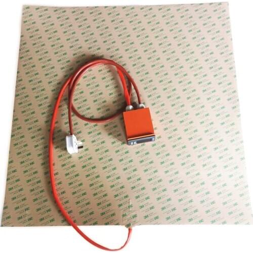 230V 2000W 650*650*1.5mm 3d printer Silicone Heater digital thermostat on wire adhesive 1 side 1000mm lead wire