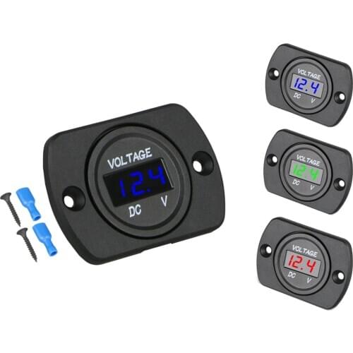 DC 12V 24V Car Voltmeter with LED Digital Display Panel, Waterproof Voltage Gauge Meter with Terminals for Boat Marine Vehicle M