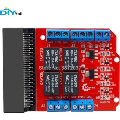 DIYmall Relay Shield 4-Way 5V Relay Module HIGH Trigger Relay Expansion Board for microbit micro:bit micro bit