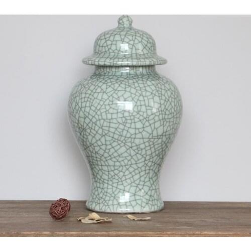 Jingdezhen Porcelain Vase Antique Official Kiln Cracked Glaze porcelain Ginger Jar Office Living Room Tabletop Decoration jar
