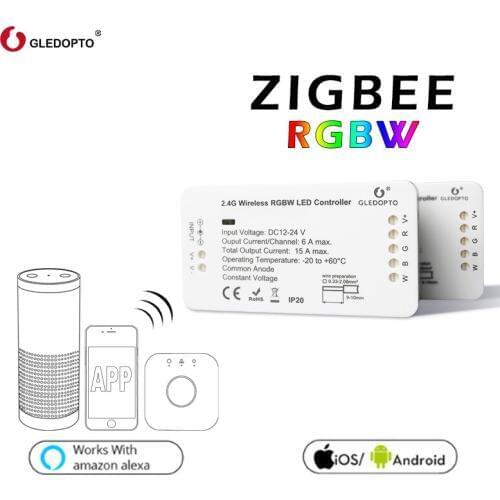 GLEDOPTO ZIGBEE bridge Led Controller RGBW dimmer strip Controller DC12/24V compatible with LED echo zll standard LED