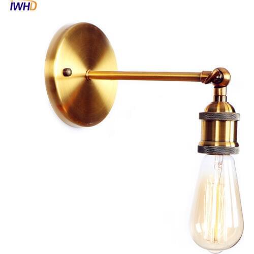 IWHD Golden Antique Retro LED Wall Lights Fixtures Living Room Edison Loft Industrial Wall Lamp Sconces Edison LED Stair Light