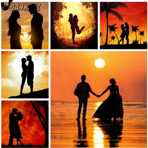 Love 5D Diy Diamond Painting Kit Romantic Sunset Handmade Cross Stitch Couple Mosaic Embroidery Gift Design Home Decoration