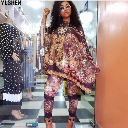 Two Piece Set African Clothes For Women Print African Dress Bodycon Pants Matching Set 2 Piece Outfits Tracksuit Africa Clothing