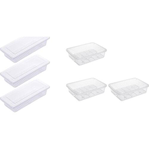 Produce Saver Storage Container For Fridge, (3-Pack) Freezer Salad Container With Removable Drain Plate, Stackable