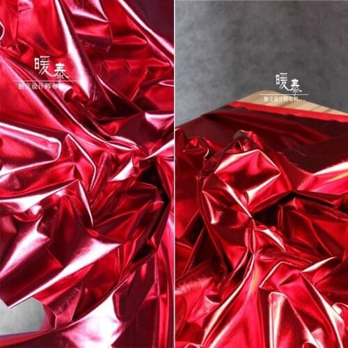 Coated Stretch Imitation Leather Fabric Red High Elastic DIY Patches Background Decor Tights Leggings Dress Designer Fabric