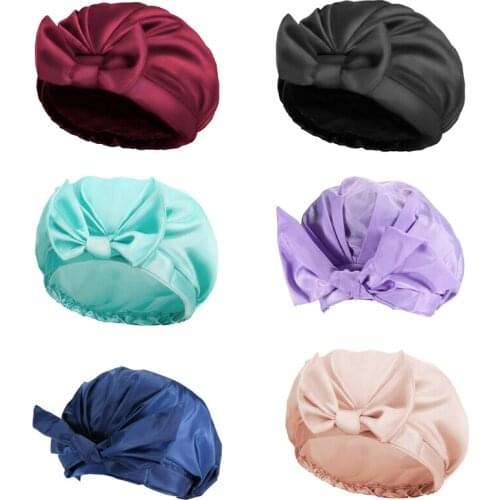 Bathing for Long Hair Women Girls Reusable Bathing Accessories with Bowknot Elastic Sleeping Hair Therapy