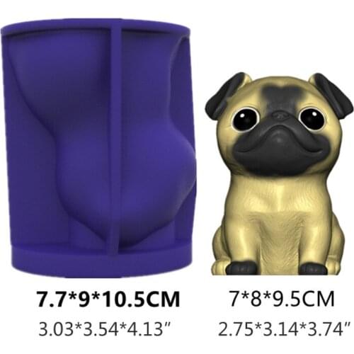 Cute Little Pug Dog Home Decorations Epoxy Resin Mold Ornaments Casting Silicone Mould DIY Crafts Plaster Candle Making T84A