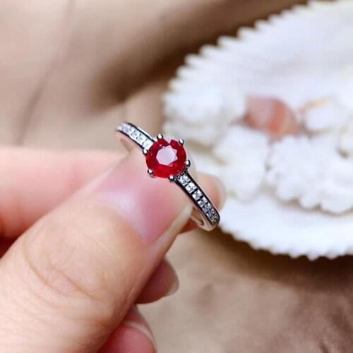 Fashion natural Ruby gem ring red color gemstone ring ruby ring certified natural gem 925 sterling silver love token present hot