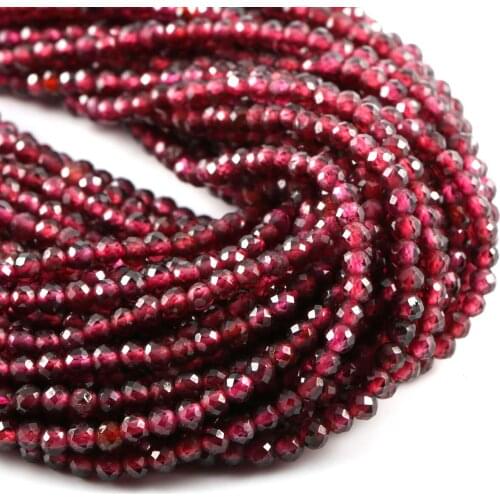 Natural Stone Fashion Elegant Garnet Beads Multi-faceted Round Loose Beads DIY Bracelet Necklace Jewelry Making Gift 2 3 4 5mm