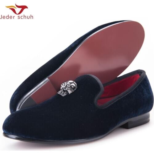 High Quality Skull Buckle Men Velvet shoes Men Loafers fashion Wedding and party shoe Mens Flats Size US6-17Free shipping