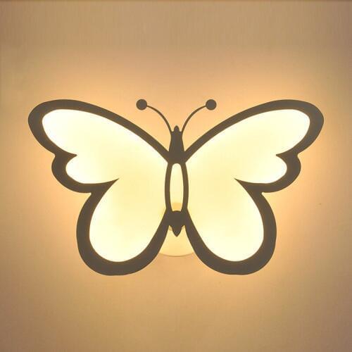 Butterfly wall lights bedside bedroom aisle lamps cartoon shaped special postmodern creative wall lamp iron and acrylic indoor