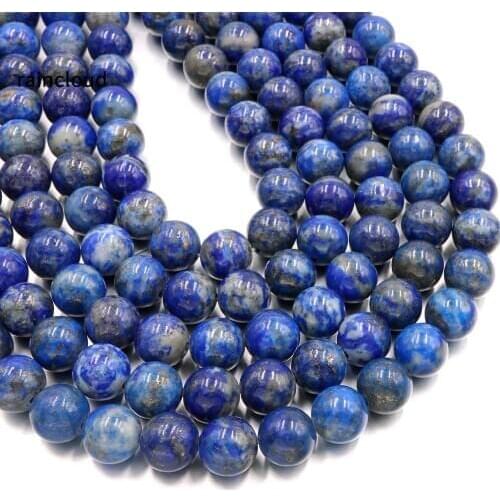 Natural lapis lazuli Smooth Round stone beads (2 strands/set) for jewelry making DIY design kralen jewellery wholesale