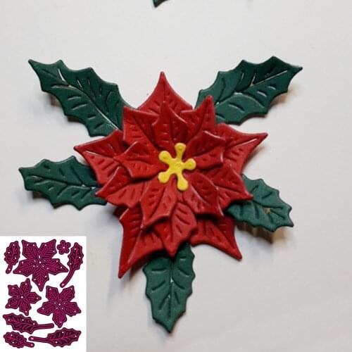 New Maple leaves with Christmas flowers Metal Cutting Dies Decorative DIY Scrapbooking Steel Craft Die Cut Embossing Paper
