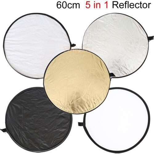 24" Reflector 60cm 5in1 New Portable Collapsible Light Round Photography/Photo Reflector Golden/silver/white/black/translucent