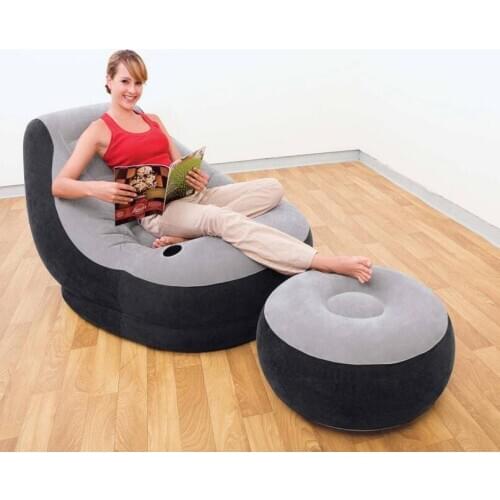 Original authentic INTEX inflatable flocking sofa single sofa lazy sofa bed lunch lounge chair,footrest air bean bag sofa chair
