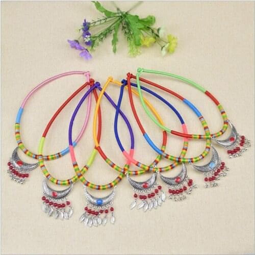 1pcs 48cm Necklace Handmade Fashion Multilayer Collar Choker Necklaces Red Bohemia Big Braid Cord Pendant Necklace Women