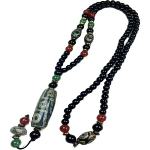 Genuine Tibetan agate necklace with nine eyes