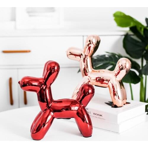 Resin Dog Crafts Electroplating Balloon Shiny Sculpture Home Decorations Modern Living Room Desktop Animal Nordic Decor Ornament