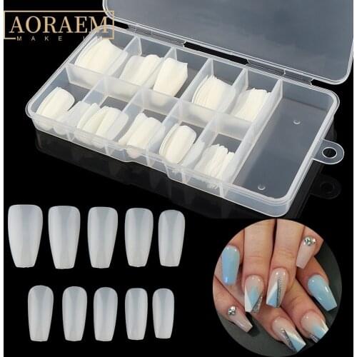 AORAEM 100pcs/Box Ballerina Nails Natural for Manicure Fake Nail Sheets Transparent Full Nail Tips False Nails Decoration DIY