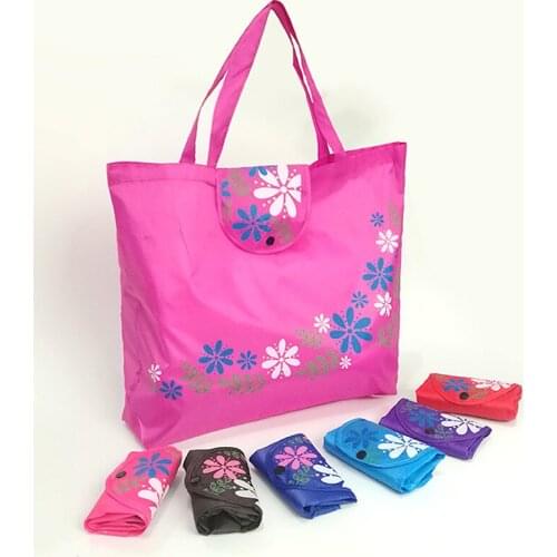 Flower Pattern Shopping Tote Bag Folding Oxford Cloth Shopping Bag Colourful Home Kitchen Storage Bag Travel Sundries Storage